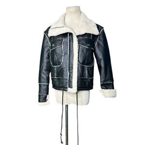Critor Sherpa Lined Bomber Thick Winter Moto Jacket size Small
